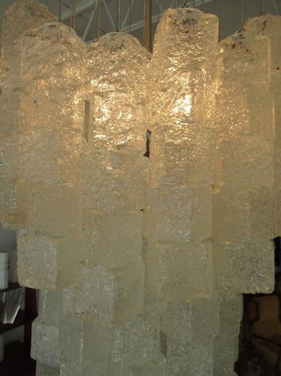  A V Mazzega Italian Modern Hand Blown Glass Ice Cube Chandelier Mazzega