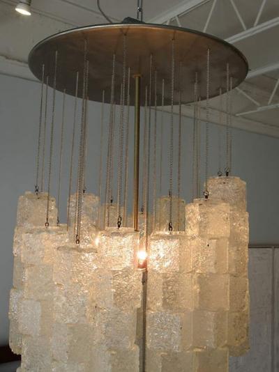  A V Mazzega Italian Modern Hand Blown Glass Ice Cube Chandelier Mazzega