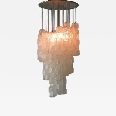  A V Mazzega Italian Modern Hand Blown Glass Ice Cube Chandelier Mazzega