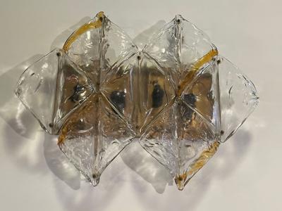  A V Mazzega Italian Modern Handblown Glass and Brass Wall Light Mazzega