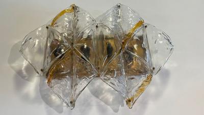  A V Mazzega Italian Modern Handblown Glass and Brass Wall Light Mazzega