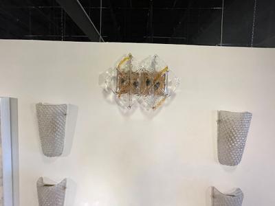  A V Mazzega Italian Modern Handblown Glass and Brass Wall Light Mazzega