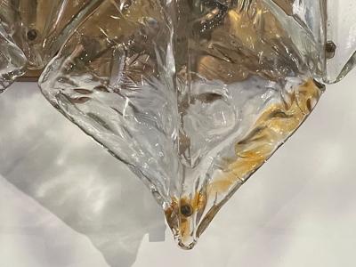  A V Mazzega Italian Modern Handblown Glass and Brass Wall Light Mazzega