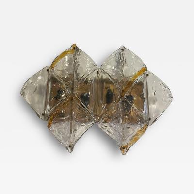  A V Mazzega Italian Modern Handblown Glass and Brass Wall Light Mazzega