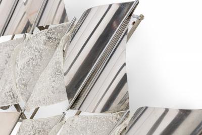  A V Mazzega Mazzega Italian Modern Handblown Glass Polished Stainless Steel Wall Light