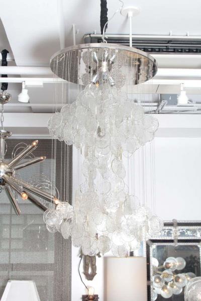  A V Mazzega Mazzega Multi Strand Glass Disc Chandelier