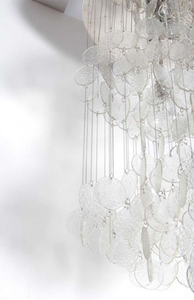  A V Mazzega Mazzega Multi Strand Glass Disc Chandelier