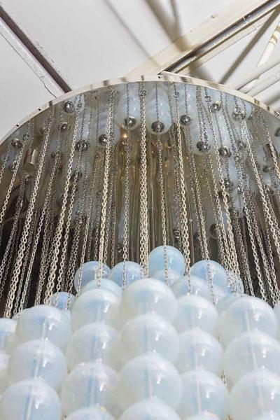  A V Mazzega Monumental Italia Modern Polished Chrome and Glass Chandelier Mazzega