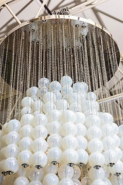  A V Mazzega Monumental Italia Modern Polished Chrome and Glass Chandelier Mazzega