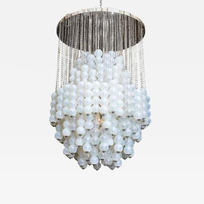  A V Mazzega Monumental Italia Modern Polished Chrome and Glass Chandelier Mazzega