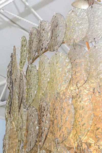  A V Mazzega Monumental Italian Modern Amber Glass Chandelier by Mazzega