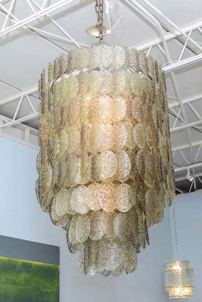  A V Mazzega Monumental Italian Modern Amber Glass Chandelier by Mazzega