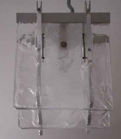  A V Mazzega Small Scale Interlocking Glass Flush Mount Pendant Light