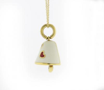  AARON BASHA AARON BASHA ENAMEL AND DIAMOND BELL CHARM PENDANT NECKLACE