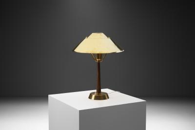  AB E Hansson Co AB E Hansson Co Brass Table Lamp with Adjustable Shade Sweden 1950s