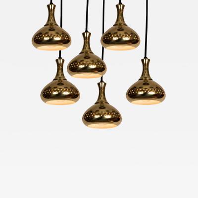  AB Markaryd 1950s Hans Agne Jakobsson Perforated Brass Pendants for Markaryd