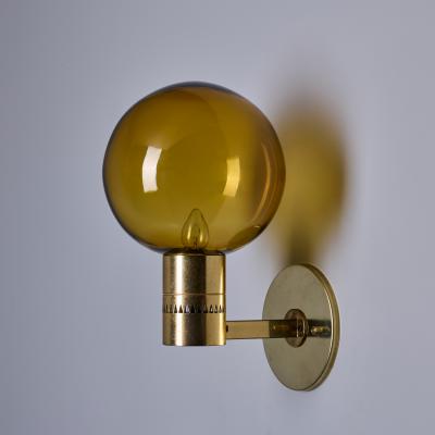  AB Markaryd 1960s Hans Agne Jakobsson V149 Glass Brass Wall Lamp for Markaryd