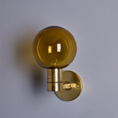  AB Markaryd 1960s Hans Agne Jakobsson V149 Glass Brass Wall Lamp for Markaryd