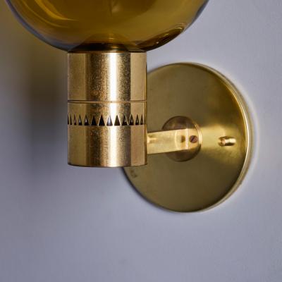  AB Markaryd 1960s Hans Agne Jakobsson V149 Glass Brass Wall Lamp for Markaryd