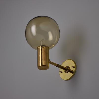  AB Markaryd 1960s Hans Agne Jakobsson V149 Glass Brass Wall Lamp for Markaryd