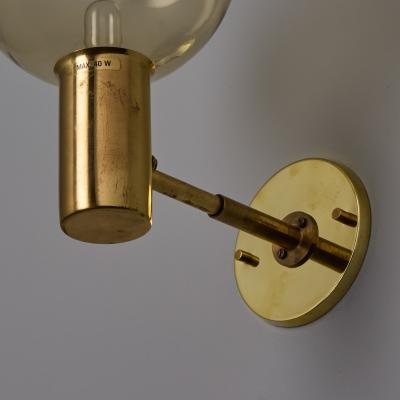  AB Markaryd 1960s Hans Agne Jakobsson V149 Glass Brass Wall Lamp for Markaryd