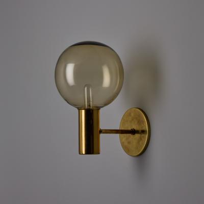  AB Markaryd 1960s Hans Agne Jakobsson V149 Glass Brass Wall Lamp for Markaryd