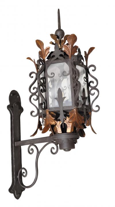  ADG Lighting 863 Wrought Iron Leaf Lantern