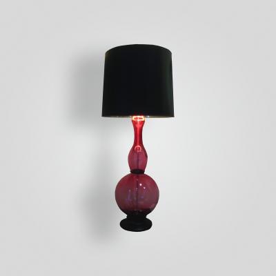  ADG Lighting Blown Glass Pink Lamp with Black Laquered Shade