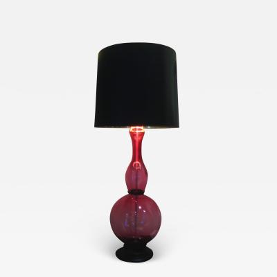  ADG Lighting Blown Glass Pink Lamp with Black Laquered Shade