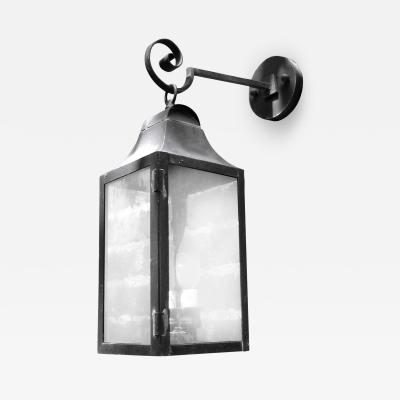  ADG Lighting Brass Lantern On Arm Clear Glass