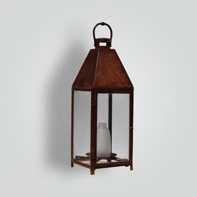  ADG Lighting Copper plated landscape lantern with frosted glass center