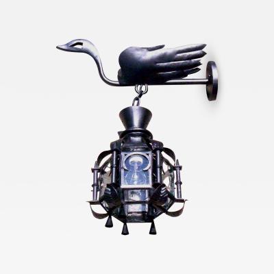  ADG Lighting Forged swan lantern on forged arm