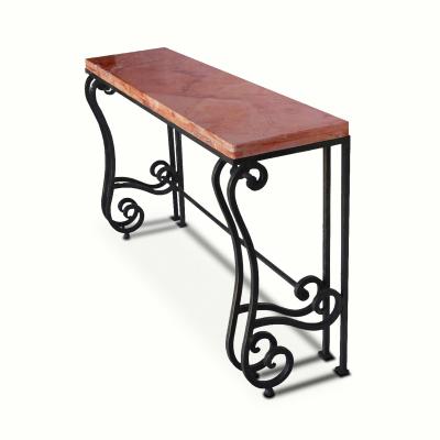  ADG Lighting Transitional Console Stone Top Iron Console
