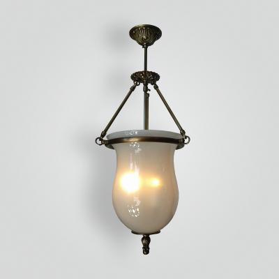  ADG Lighting White Bell Jar Pendant Cast Brass