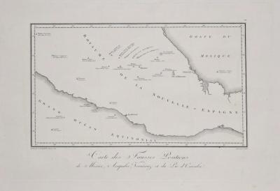  ALEXANDER VON HUMBOLDT CARTE DE FAUSSES POSITIONS DE MEXICO ACAPULCO VERACRUZ ET DU PIC DORIZABA