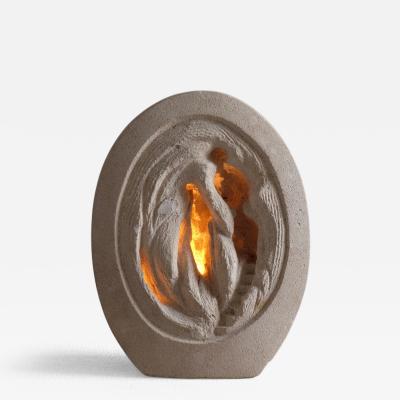  ARSENE GALISSON 1980s carved stone lamp