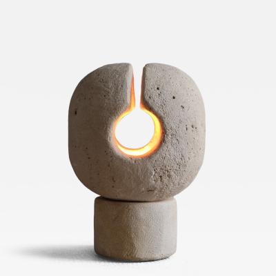  ARSENE GALISSON 1980s carved stone table lamp