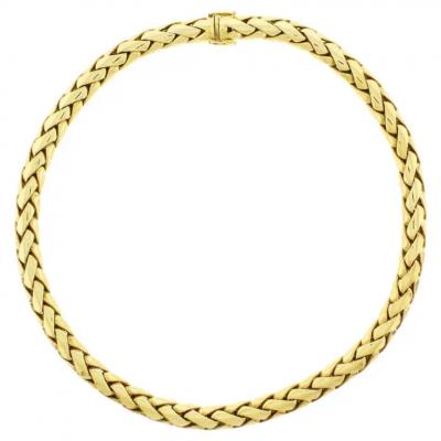  Abel Zimmerman 18KT GOLD DOMED HERRINGBONE NECKLACE MADE BY ABEL AND ZIMMERMAN