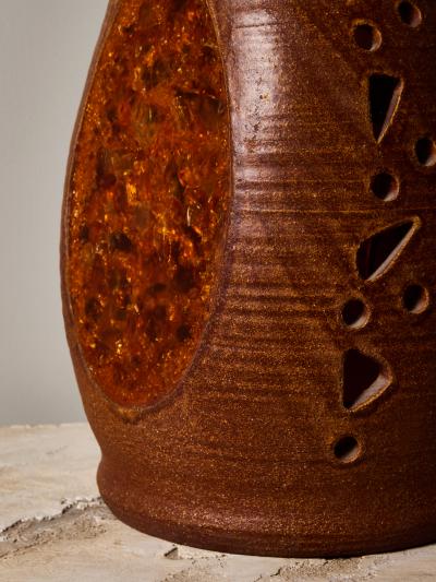  Accolay Pottery Accolay Ceramic and Copper Table Lamp with Resin Inclusions