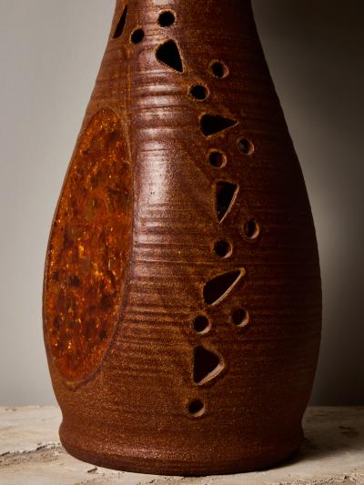  Accolay Pottery Accolay Ceramic and Copper Table Lamp with Resin Inclusions