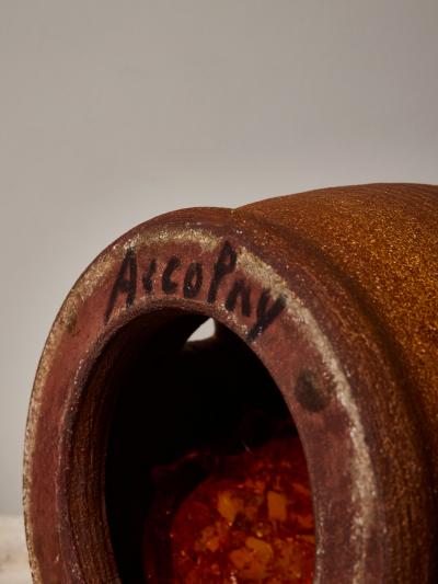  Accolay Pottery Accolay Ceramic and Copper Table Lamp with Resin Inclusions