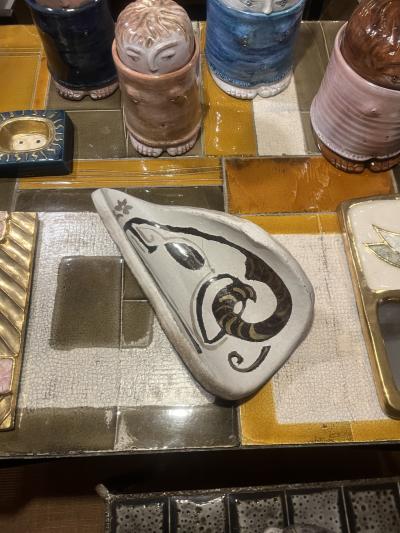  Accolay Pottery Ceramic owl vide poche by Accolay France 1960s