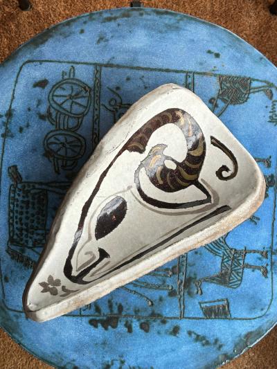  Accolay Pottery Ceramic owl vide poche by Accolay France 1960s