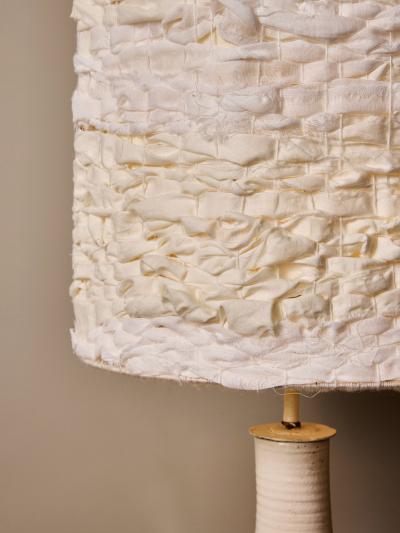  Accolay Pottery French Accolay Ceramic Table Lamp with Resin Inlay and Perforated Body