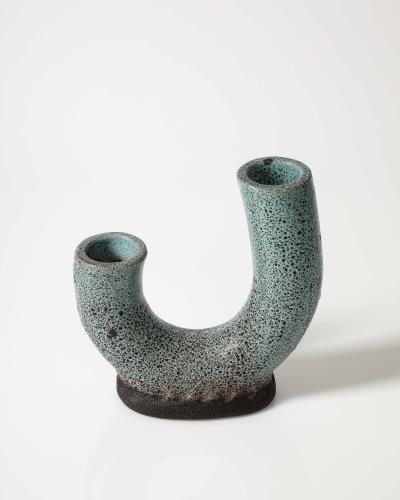  Accolay Pottery Glazed Ceramic Vase by Accolay Pottery France c 1960
