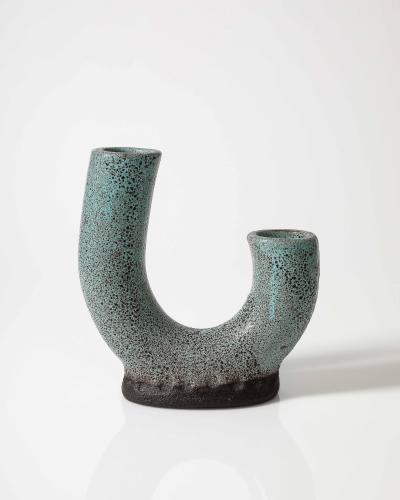  Accolay Pottery Glazed Ceramic Vase by Accolay Pottery France c 1960