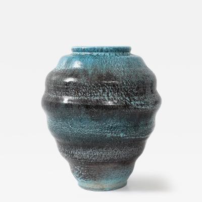  Accolay Pottery LArge Accolay Speckled Turquoise Vessel