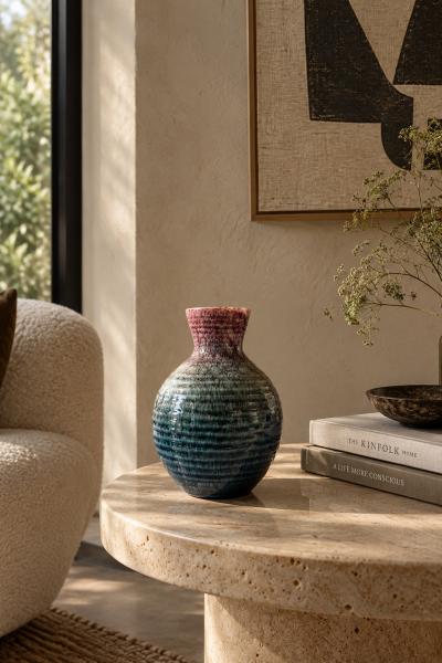  Accolay Pottery Large Accolay Green Oxblood Flambe Ceramic Vase French MCM Studio Pottery