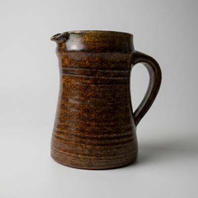  Accolay Pottery Poterie dAccolay Brutalist Tobacco Glazed Ceramic Pitcher 13cm