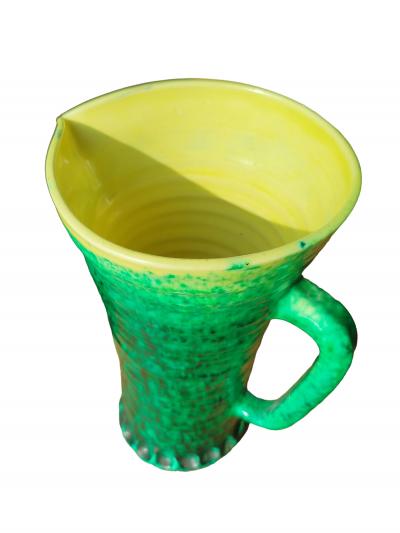  Accolay Pottery Poterie dAccolay Emerald Green Ceramic Pitcher Vase 28cm 11in